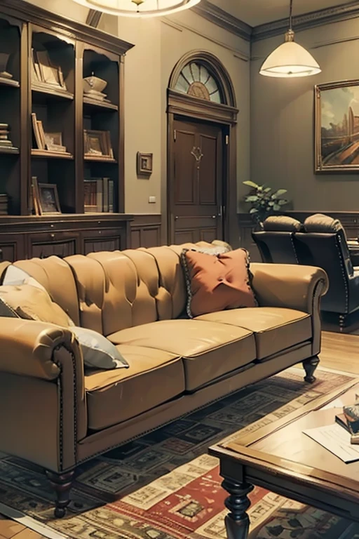 (masterpiece:1.5), (best quality:1.5), inside house, living room, comfy, office, books, (couch:1.5)