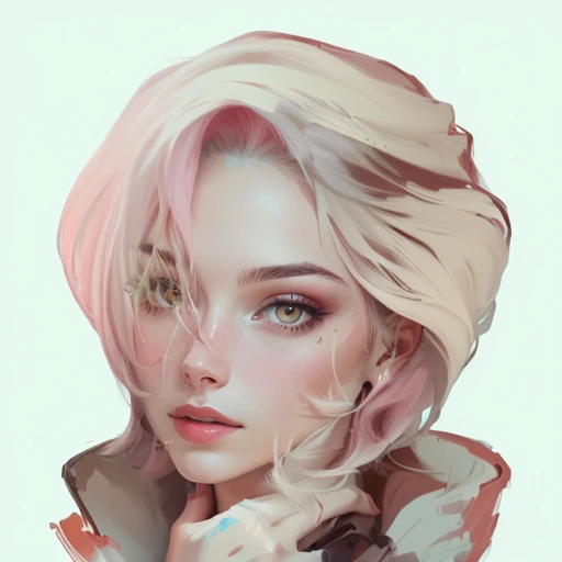 painting of a woman with a pink hair and a white background, an expressive digital painting, digital painted, soft digital painting, digital paining, androgynous face, #1 digital painting of all time, a digital painting, # 1 digital painting of all time, in style of digital painting, low detailed. digital painting, smooth. digital painting, digital portrait