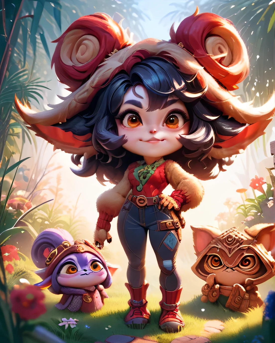 score_9, score_8_up, score_7_up, score_6_up, score_5_up, score_4_up, red yordle female, a dubious little creature getting up to mischief,cute,pretty,attrative,seminua,***rdles,slender,thin,black hair