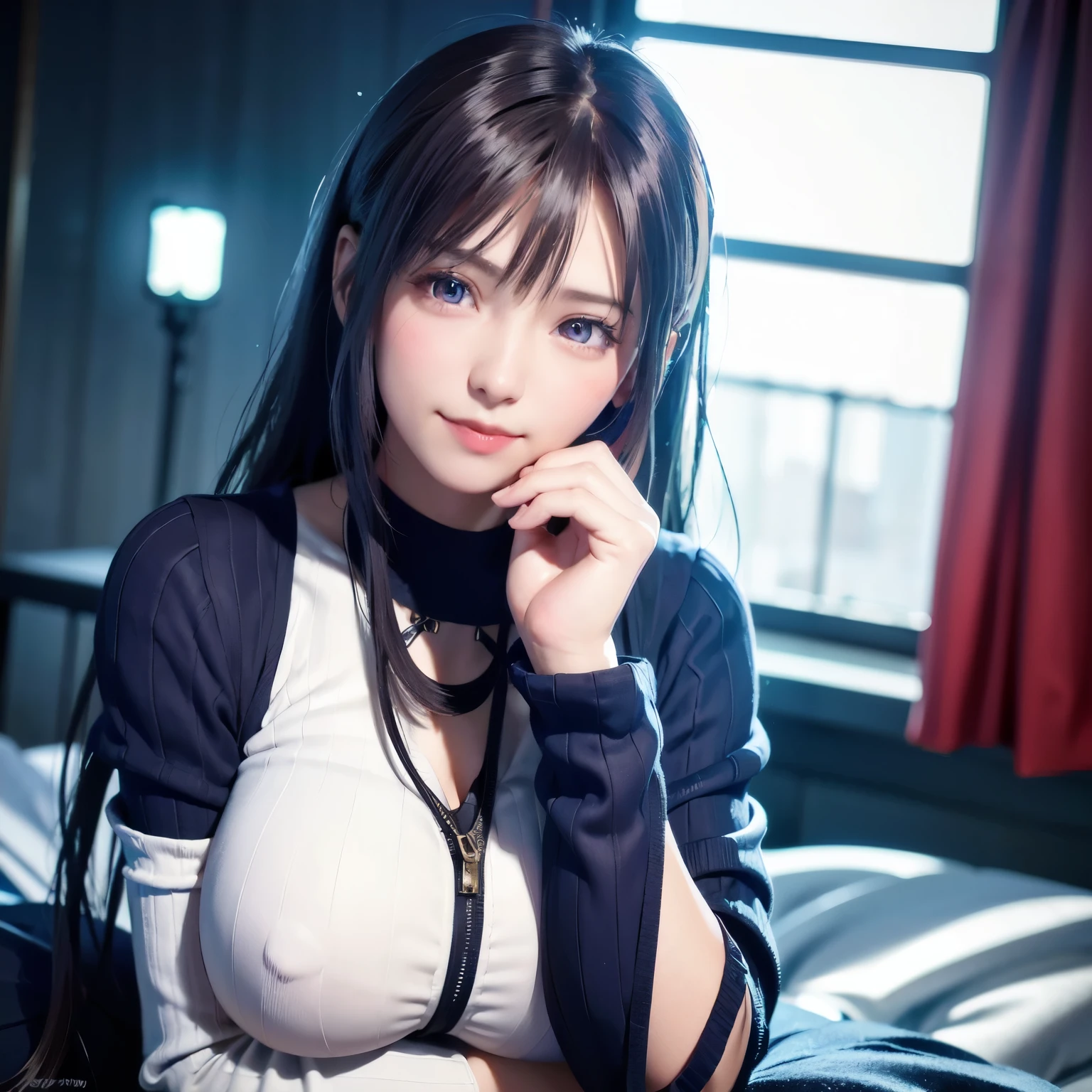 (8k, RAW photo, best quality, masterpiece:1.2), (realistic, photo-realistic:1.37),1 girl,cute, light smile,blue eyes, (solo),detailed faceponytail, dramatic angle,
,office,looking at viewer,pov,cyberpunk,nude