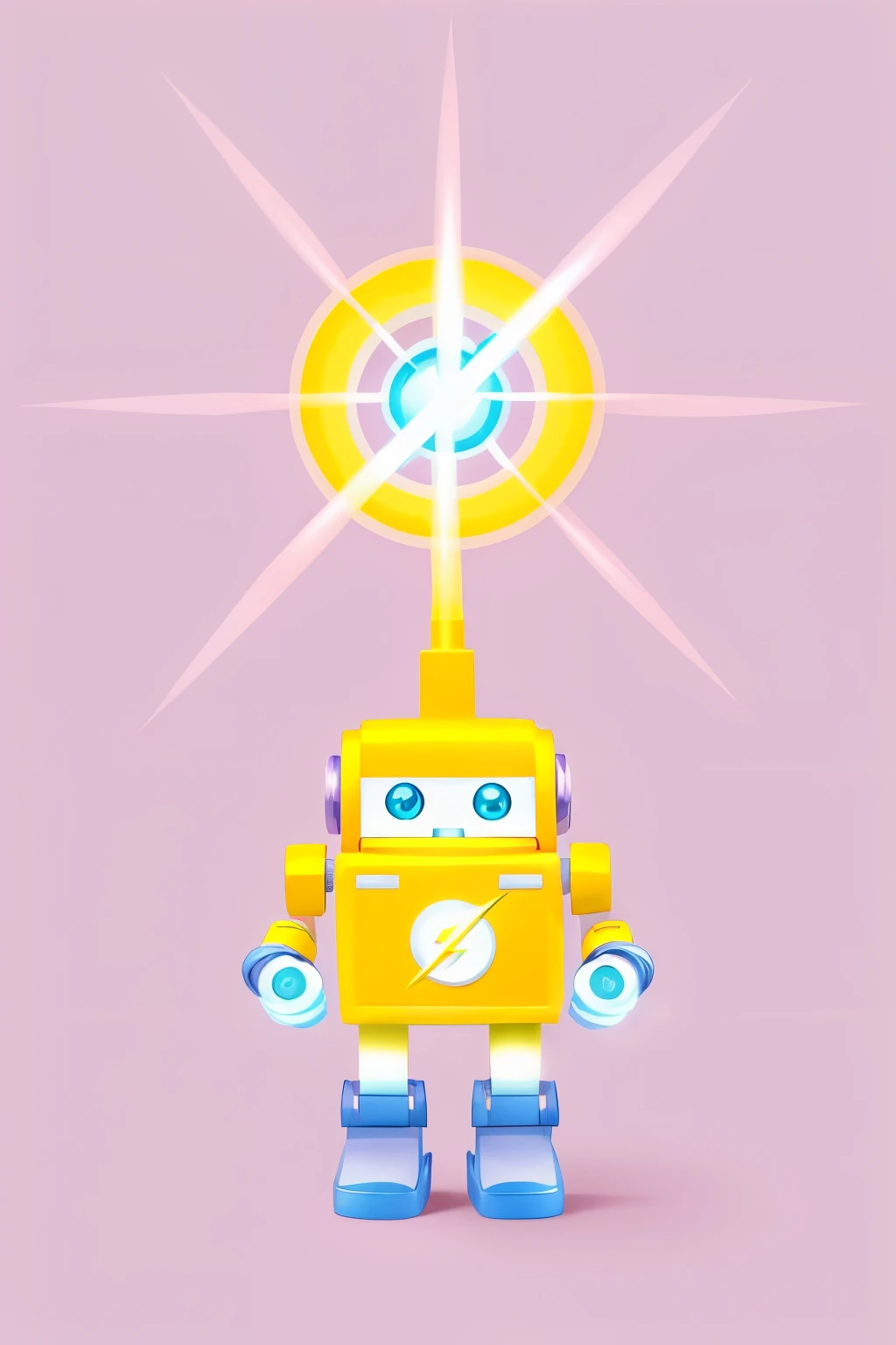 ((bright)), ((clean)), (2D flashgitzcartoon), floating robot helper shaped like the plus symbol +