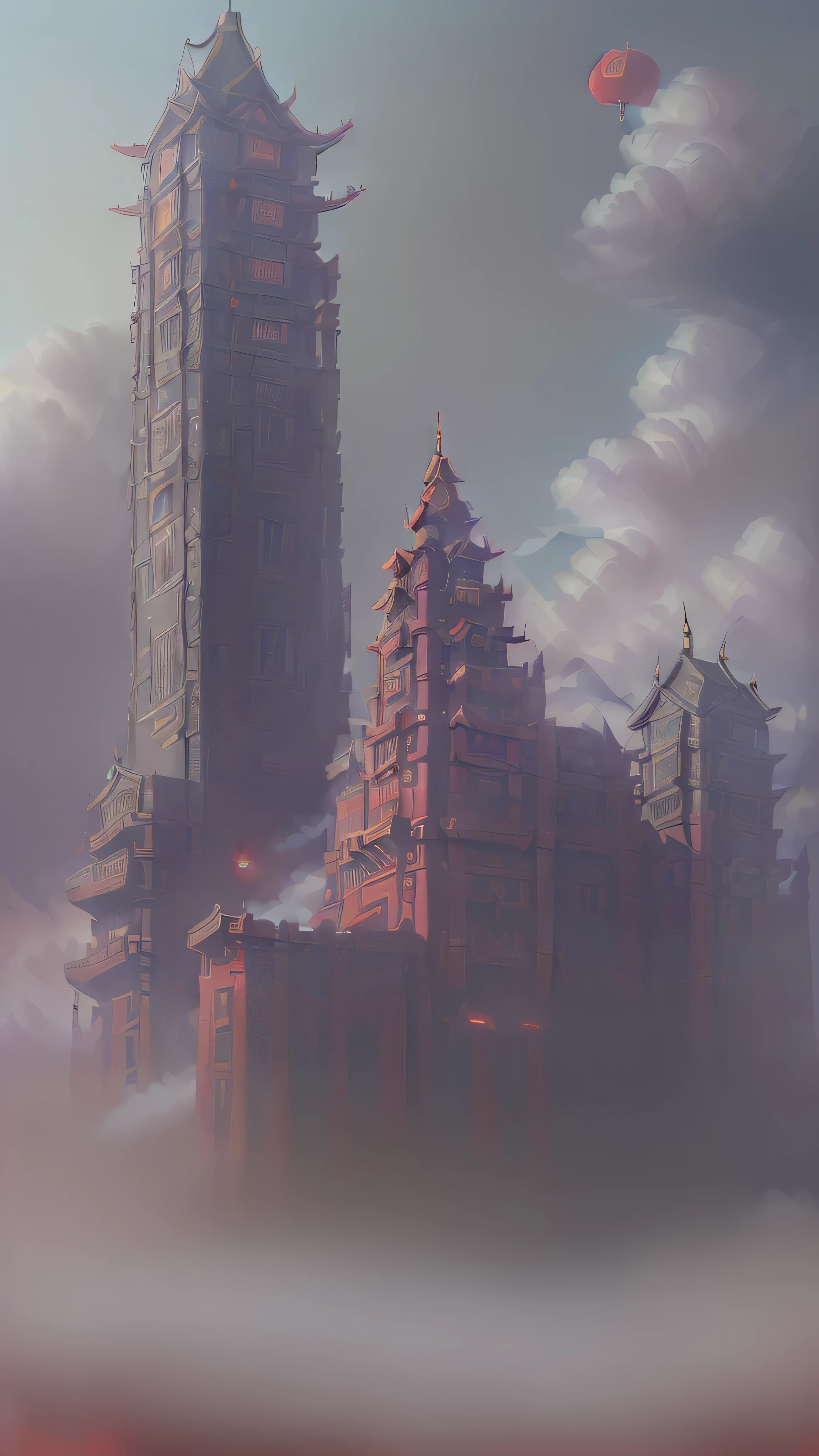 (Ultra High Quality, Masterpiece: 1.4), (Fantasy: 1.2), (Cyberpunk, Chinese Ancient Castle: 1.3), (Irregular Red Building Floating on the Clouds: 1.5), (Patchwork Cottages, Flower Decorations, Lights: 1.3), (Chinese City, Sky City: 1.4), (Ross Tran, Realistic Lighting: 1.2), (Beautiful Graphics, High Detail: 1.6), (Masterpiece, High Quality: 1.5),

(Night Scene, Detailed Buildings with