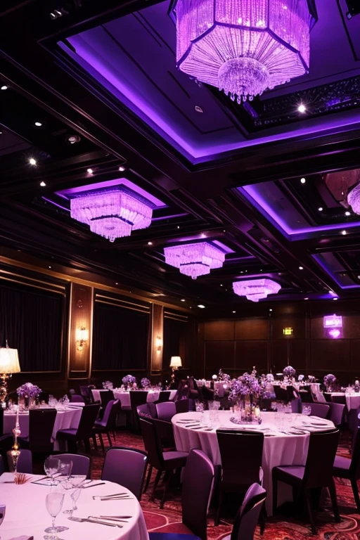 Auction Venue、Purple lighting、Luxurious interior、Dubious atmosphere