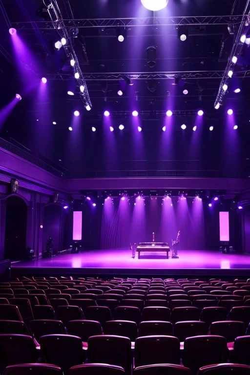 Auction Venue、Purple lighting、Luxurious interior、Dubious atmosphere、EROTIC、An empty stage