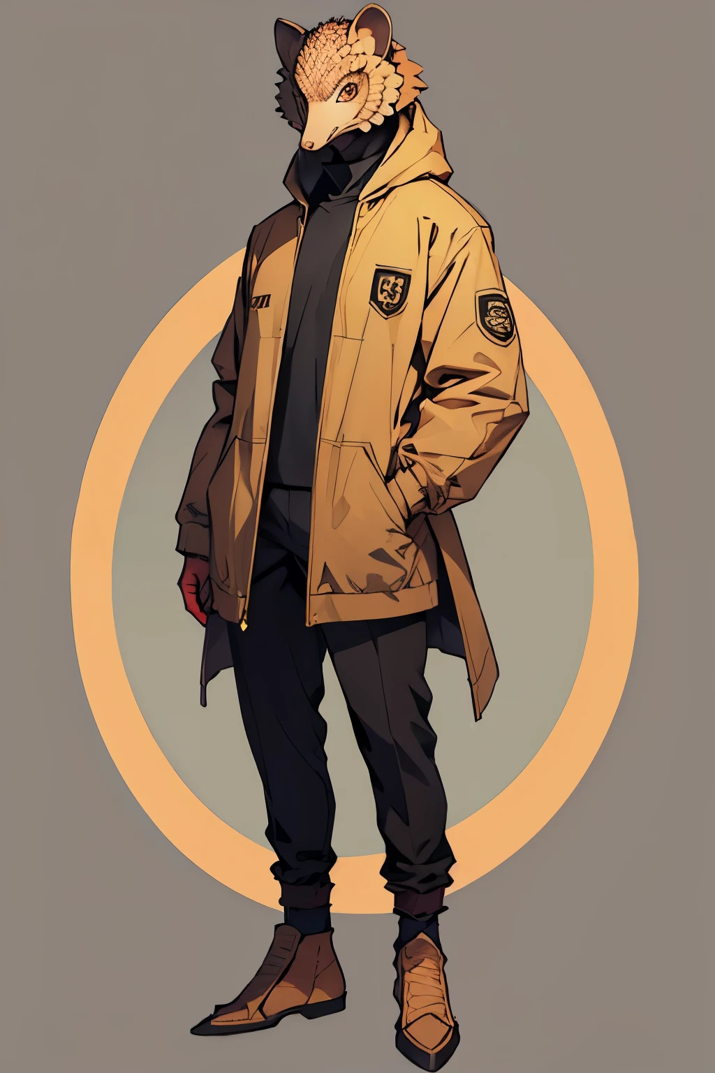 Half Human Half Pangolin (man) full body with human face