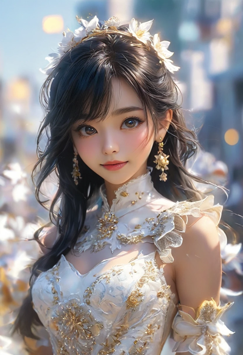 (8K, 超High resolution, highest quality, pieces fly:1.2),(26 years old:1.2)、(big smile)、(avert your eyes)、8K、Japanese girl raw portrait、超High resolution、highest quality、 (small :1.5),(sleeveless knit dress:1.5)、(from below:1.2)、walk、support your chest with your hands、(Panty s.2)、(city:1.4) Blake is (natural skin texture、fine skin、hyper realism、Super sharpness)、intricate details、written boundary depth、idol sculpture、actress model pose、 lady、、long black hair、Rear view、beautiful butt、star pihighest quality、High resolution))、(1 girl)、(realistic:1.4)、alone、close your mouth、happy smile、smile happily、pretty black hair、Big eyes、Clear double eyelids、eyelash、stick out ears、long neck、Absolute area、beautiful clavicle、perfect face、bangs、pretty bangs、thin lips、Fair skin、small face、face becomes smaller、draw all the heads、look slightly upward at the camera、(look at the audience、eye highlights、light brown eyes、lip gloss chest bulge、squat、white boots、
