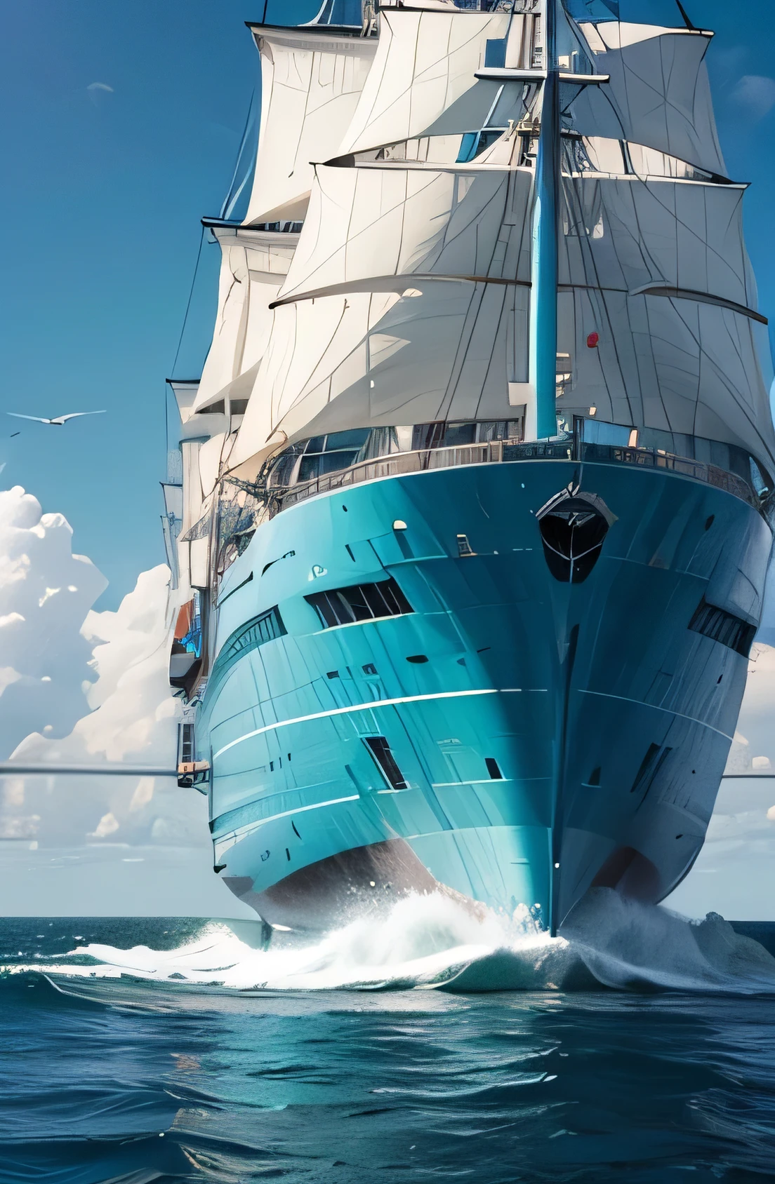 The futuristic giant shipp turquoise