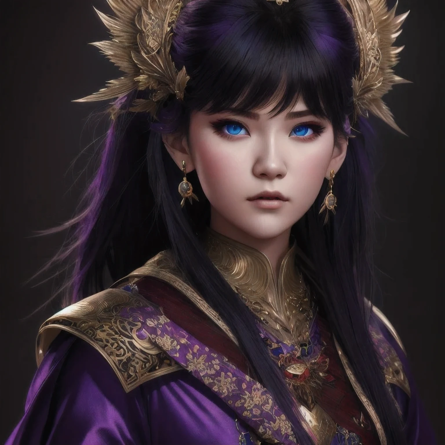 there is a 18 years old in a purple dress holding a dragon, wlop and ross tran, ross tran 8 k, fantasy art style, chengwei pan on artstation, a beautiful fantasy empress, ross tran and wlop, ruan jia and artgerm, the dragon girl portrait, ig model | artgerm, artgerm and ruan jia,beautiful
1girl
bangs
blue eyes
closed mouth
ear piercing
earrings
grey background
hair ornament
jewelry
lips
looking at viewer
military
military uniform
nose
piercing
portrait
realistic
short hair
simple background
solo
upper body