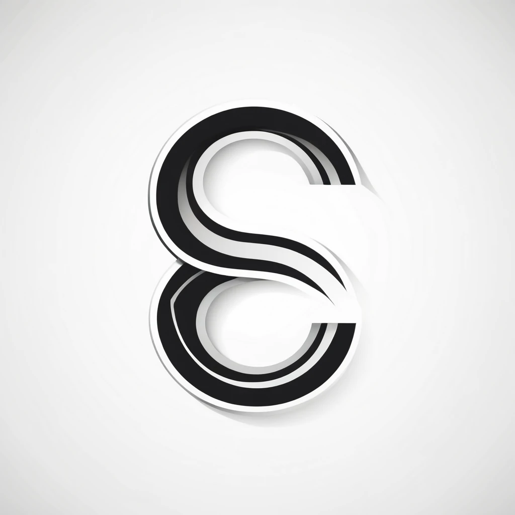 letter logo design that forms the letter S. with a geometric, flat style, without color gradations, with a neat shape in black and white, monochrome