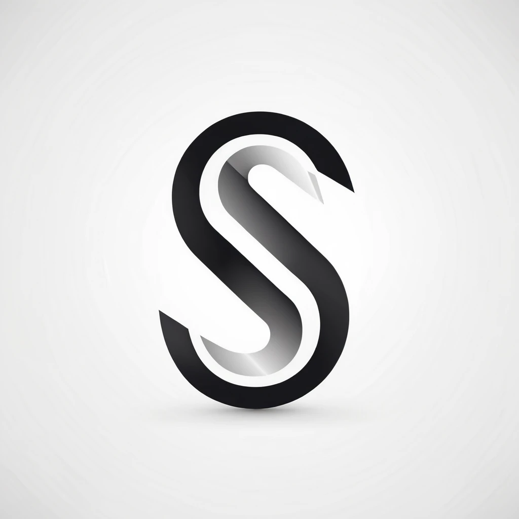 letter logo design that forms the letter S. with a geometric, flat style, without color gradations, with a neat shape in black and white, monochrome