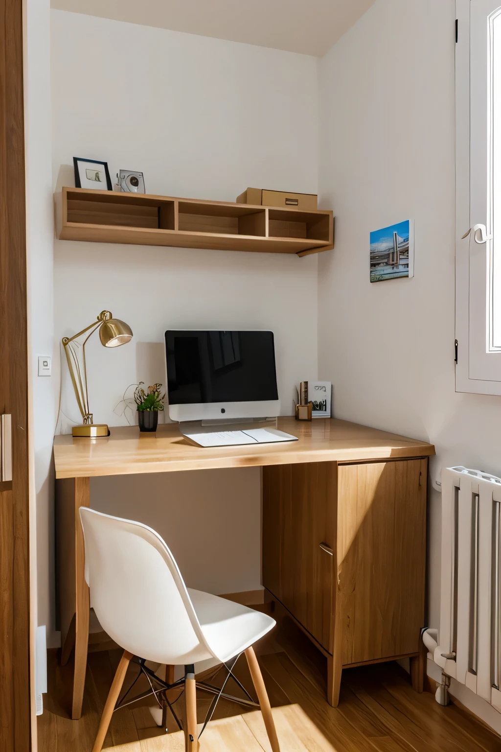 escritorio con fondo en una habitacion elegante