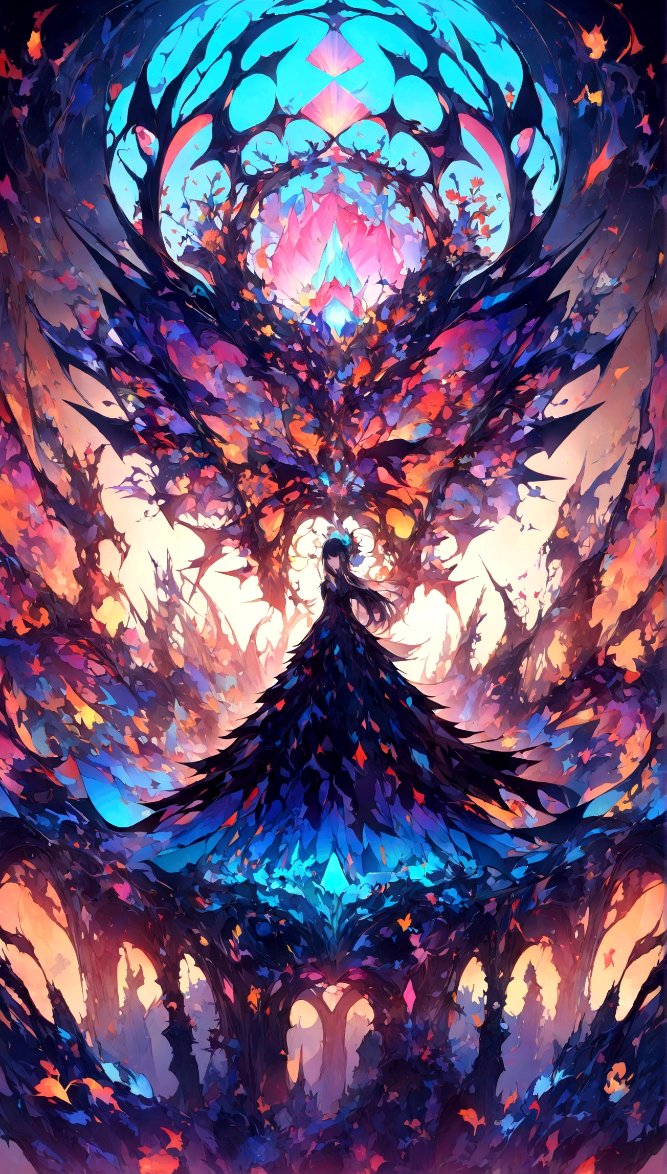 Masterpiece、(Mandelbrot Shapes);1.9、(Three-dimensional paper cutting art、colourfull):1.9