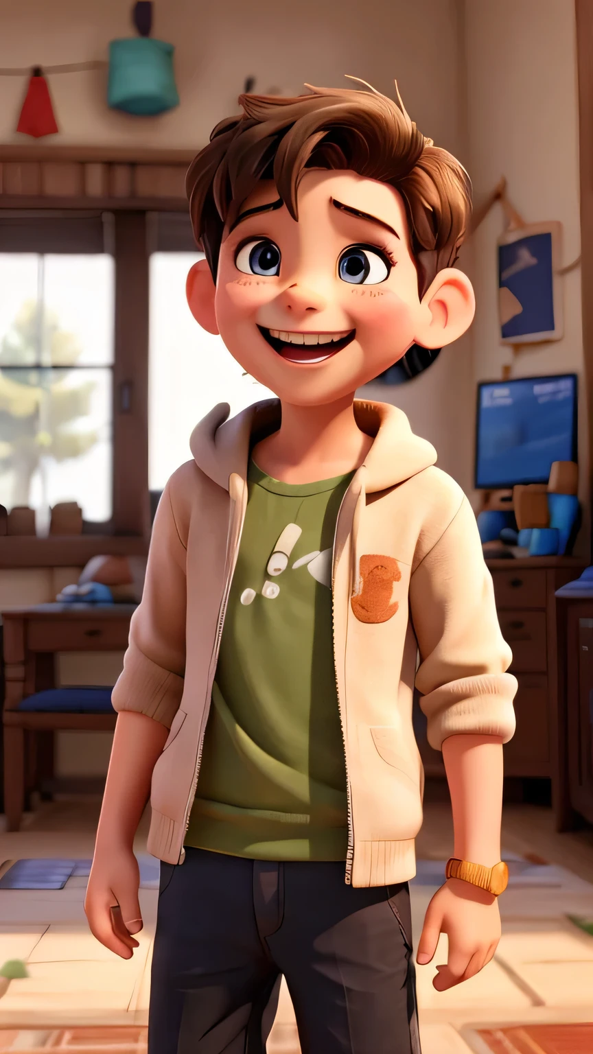 a boy is laughing 