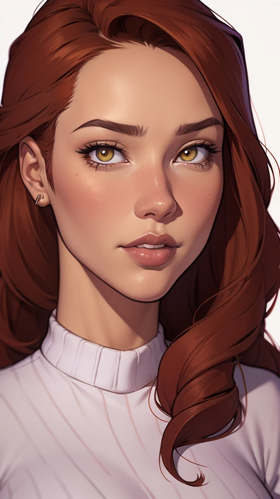 estilo de desenho animado:1.2), Yvonne Strahovski mulher Imagem de desenho animado de uma mulher , roupas sensuais , garota super fofa, authoritarian would be facial expressioncartoon style illustration, estilo de arte dos desenhos animados, estilo de arte dos desenhos animados, digital illustration style, design de personagens altamente detalhado, arte digital detalhada fofa, City fan art, design de personagem retrato, beautiful digital illustration, retrato de alta qualidade, arte em quadrinhos, retrato do design do personagem, white background Buso without clothes and medium breasts, beautiful and symmetrical body curves