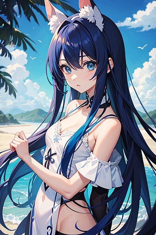 Anime girl with long hair and cat ears in bikinis, seductive anime girls, Extremely detailed Artgerm, anime moe art style, beautiful and seductive anime woman, Beautiful anime girl, beautiful alluring anime , Guviz, Ilya Kuvshinov. 4 k'', attractive anime girls, (Anime girl), small curvaceous loliire