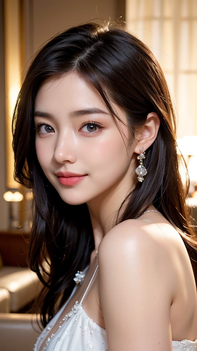 Put it on from head to toe:1.5, Maintain this face and pose image:1.5、Pale face and eyes:1.3、細いPale face and eyes:1.3, blue eyes:1.3、{RAW shooting、4k, 8k, highest quality}, {{Masterpiece}}, {Very delicate and beautiful}, Outstanding light and shadow, Highly detailed wallpaper, Sunny and bright sunlight, whole body, whole body、 1 girl, , blush:1.2、Shaggy light brown long hair:1.5, Strong sunlight, Delicate Hair,Realistic skin texture, B cup breasts、valley, Fresh, Young Skin, Visible wrinkles on the skin., Broad shoulders:1.4, Thick eyebrows、((A strong light shines on your face:1.5)), color々Strike a Pose:1.5, necklace、ring、Earrings、(Toothy smile:1,5)、smile:1.5, Ray Tracing, Sexy and seductive gestures、(Luxury hotel lounge:1.5))、(((Cocktail Dresses)))、