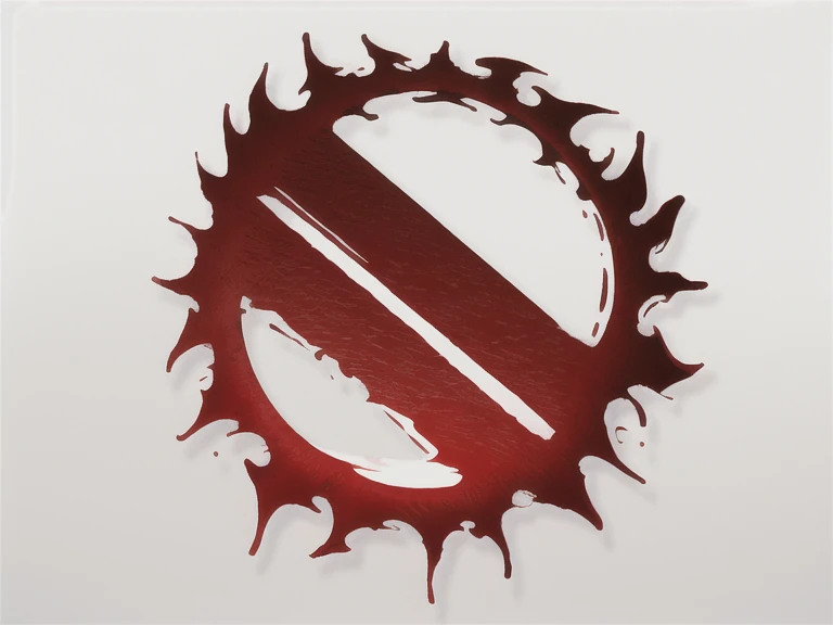 stock image, white background, no text, dry textured bloody brushstroke in the form of a circle, logo icon