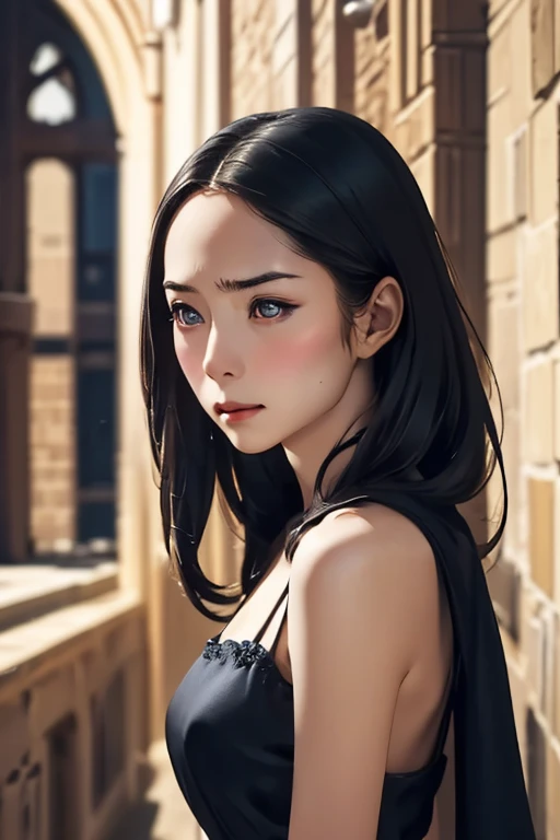 (masterpiece, highest quality)、A princess from medieval Europe、Gorgeous dress、A sulky expression、head to waste、