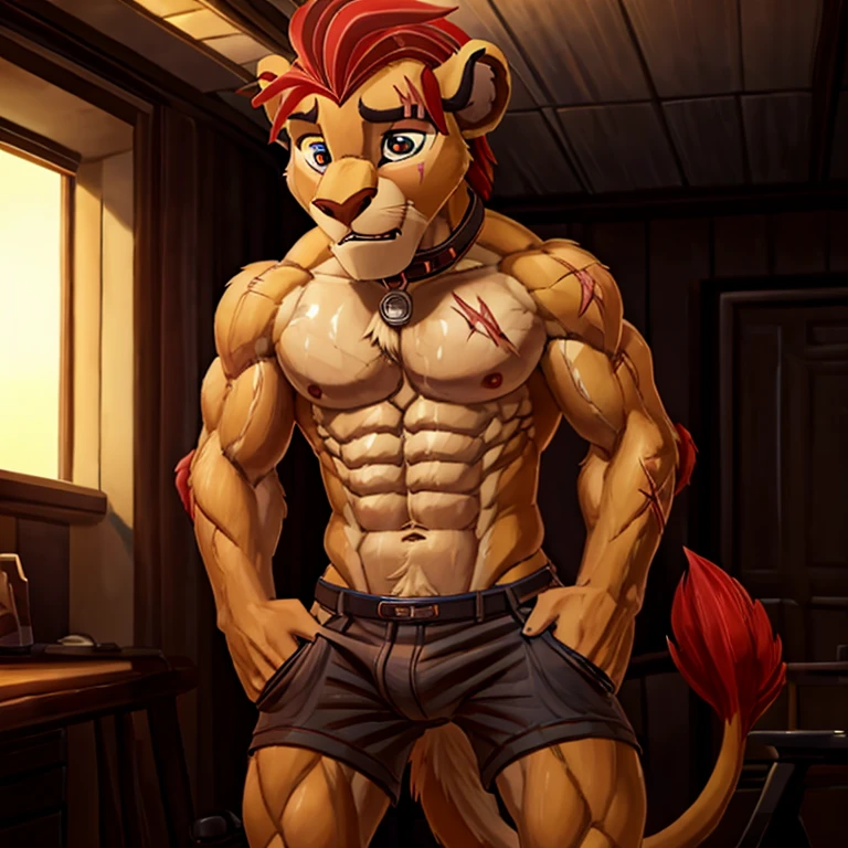 slim white shirt , struggling to pull on my white shorts. тесная Apparel,шортыmasterpiece, detailed, beautiful digital art, masterpiece, 4K, small parts, Anthro, a lion, What, male, ((male род)), good quality anatomy, ((beautiful eyes)), Red Mane, ((beautiful hands, detailed hands)), (I look at the viewer), I look at the viewer, whole body, anime style, from NOMMZ, by Heichel, Oyuki Benten.The collar is worn around the neck. , Member, big tail, blushing, Slim, болишой Member,, soft shading, perfect anatomy, Ideal lighting, perfect focus, Bright, 1 boy, fluffy, fluffy кот, Anthroпоморфный, male, scales in tone, very big,Soft fur, detailed body, .очень high,slender, full length, there is fur,, pumped up, Slim,, , muscular, in the room, , ,submission, , high, , full length, very big рост, ,visible abs, очень pumped up, , standing, ,sweaty，Especially a lot of scars:2，Lots of scars,,afraid of the owner, boy 18 years old, very pumped up, obedient whore, broken,musculature, , personal slave, gay, a fag, kion pet, get caught by an observer, ,Slim, very Slim, very thin waist, Cute, muscular, fluffy hair, Suffocates, the collar is very tight, pain, ,очень pumped up,, ,,wants to please the viewer , очень pumped up,очень pumped up, Dominant, Very Close to the Viewer, worth it, очень pumped up, очень pumped up, Dominant, Very Close to the Viewer,очень pumped up, , very strong，muscle,, in shorts,,руками in trousers, руки in trousers, Apparel, In a shirt, Inconveniently,, macro growth, болишой Member,shows butt, in trousers, Facial expression: embarrassment,your , comics.
