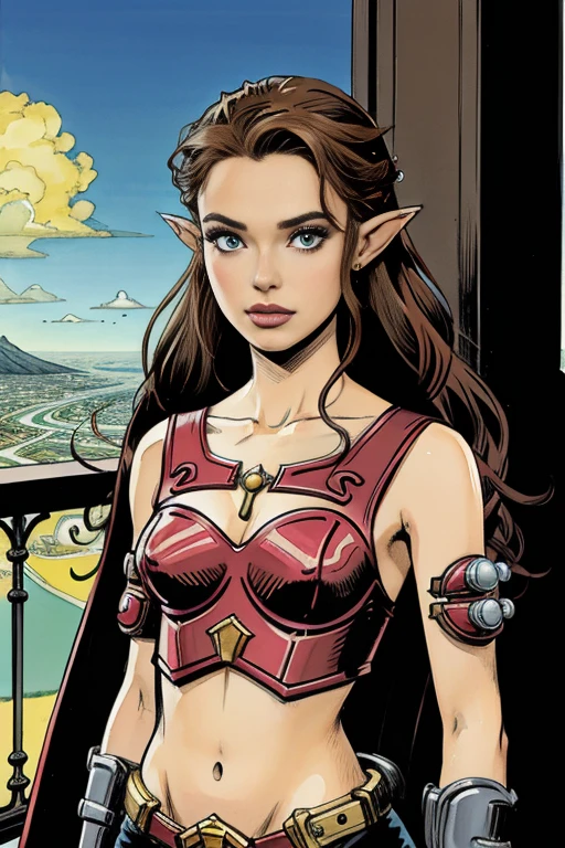 arte conceitual, Wanderlust Princess Zelda and Jair Bolsonaro, Red Faux Hawk Hairstyle, cyber eye, halo angelical, Sem maquiagem, Cloudpunk, "no se esqueça de mim, no, no, no, no.", arte por Dustin Nguyen