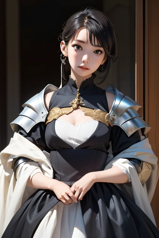 (masterpiece, highest quality), One Girl、A woman dressed as a man and a knight、Dress:1.5、head to waste、