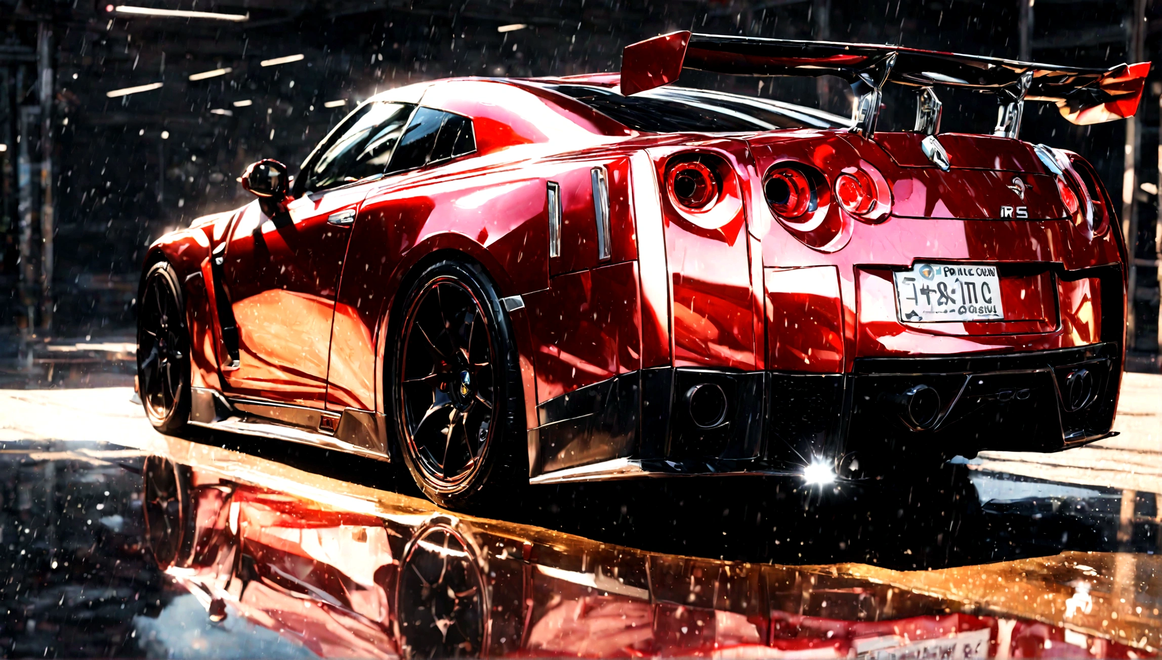 a highly detailed, realistic nissan gtr car, ultra-detailed, 8k, photorealistic, professional, intricate details, glossy paint, metallic reflections, dynamic motion blur, cinematic lighting, dramatic shadows, vibrant colors, glossy and shiny finish