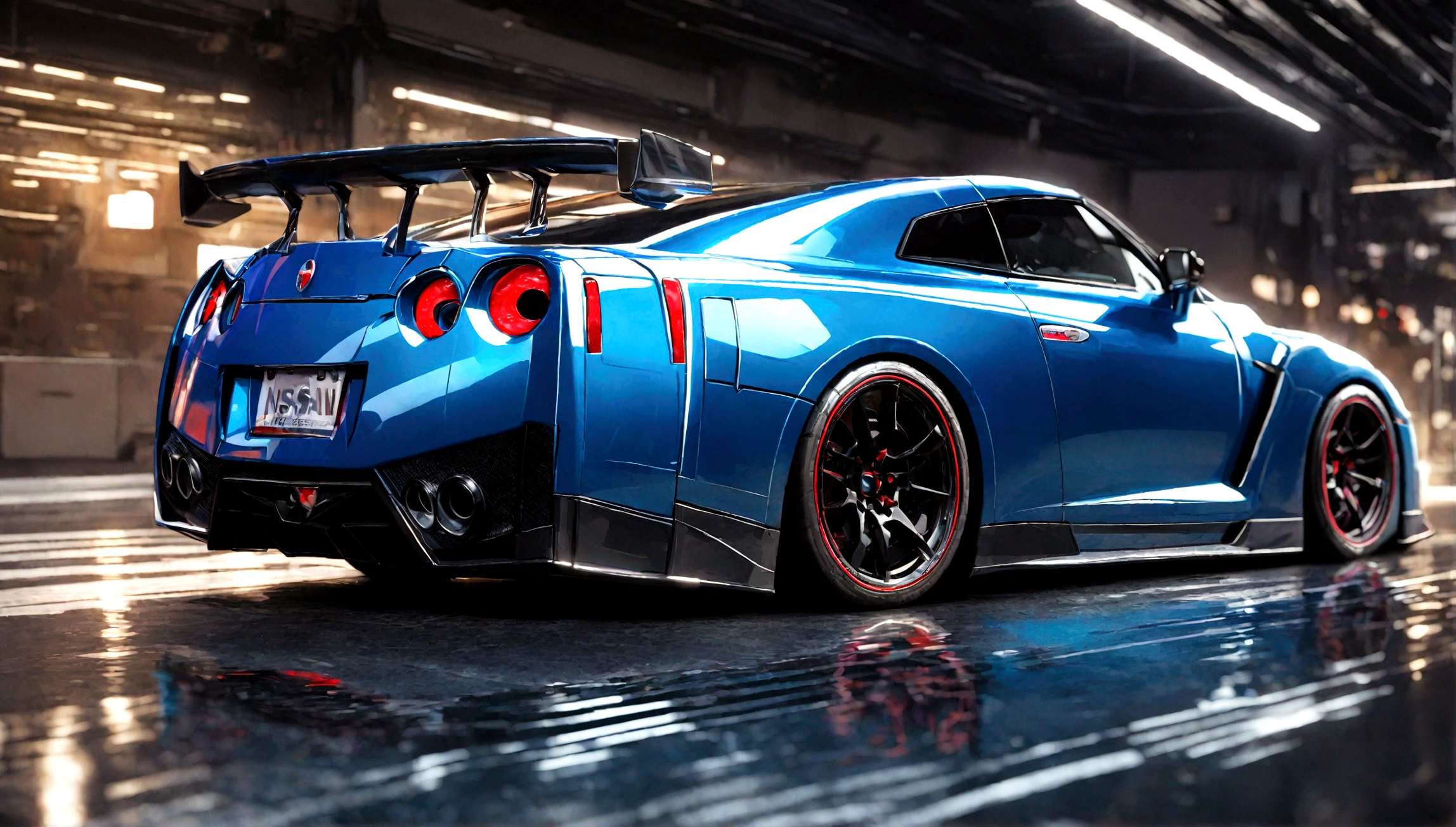 a highly detailed, realistic nissan gtr car, ultra-detailed, 8k, photorealistic, professional, intricate details, glossy paint, metallic reflections, dynamic motion blur, cinematic lighting, dramatic shadows, vibrant colors, glossy and shiny finish

