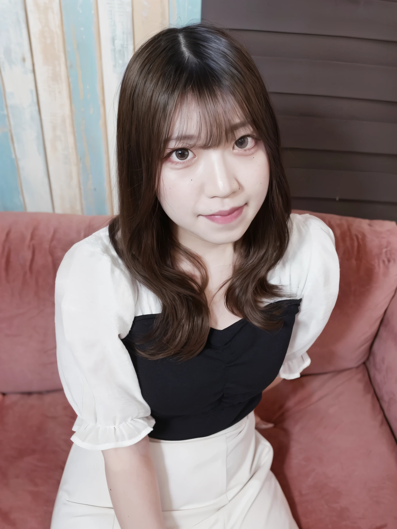 there is a woman sitting on a couch with a remote control, taken with canon eos 5 d, taken with canon eos 5 d mark iv, taken with canon 8 0 d, Yoshitomo Nara, taken with canon 5d mk4, chiho, taken with a canon eos 5 d, taken with a canon eos 5d