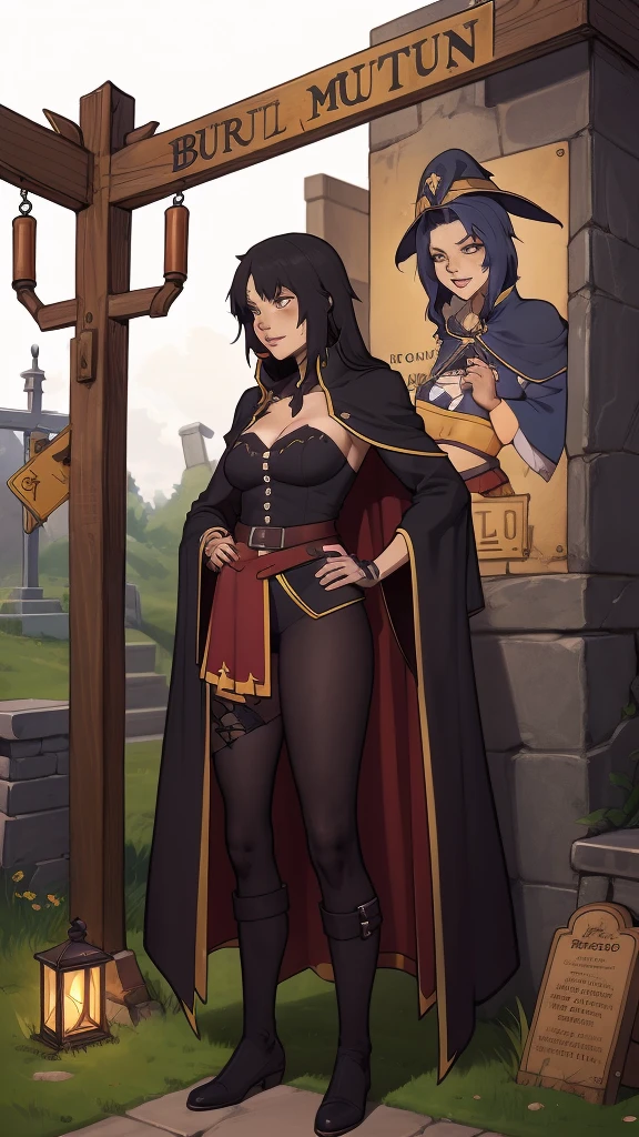 anime girl in a mumia costume standing next to a welcome sign, megumin, megumina de konosuba, bruxa girl, bruxa academia, flirty anime bruxa casting magic, meio invocador meio megumin, mago de cabelo preto, mummy craft!, from the black magician cemetery!!!, The Mummy , bright bruxa, , acolhedor