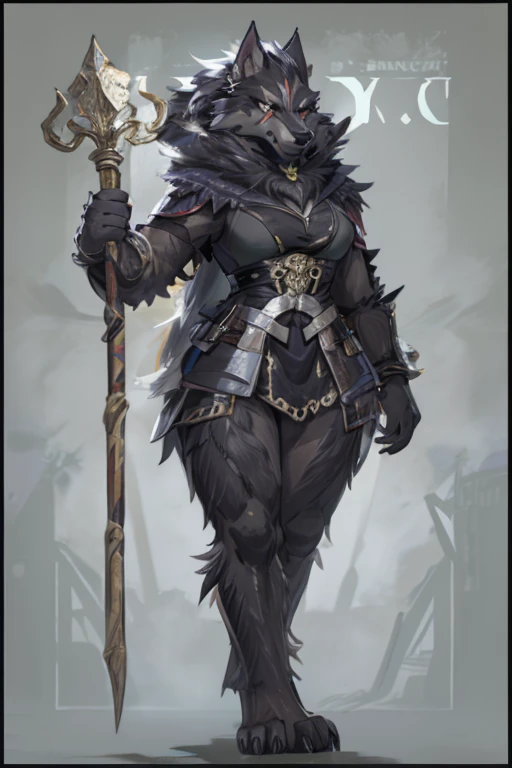Hairy Protogen, Wide hips, stomach, beautiful, muscular, spongy, Hairy details, female, naked big breasts, Spanish conquistador warrior armor, red and orange striped baggy pants, Spanish conquistador helmet, thick leather boots, leather chest harnesses, simple metal shoulder pads, A spear, old spanish flag