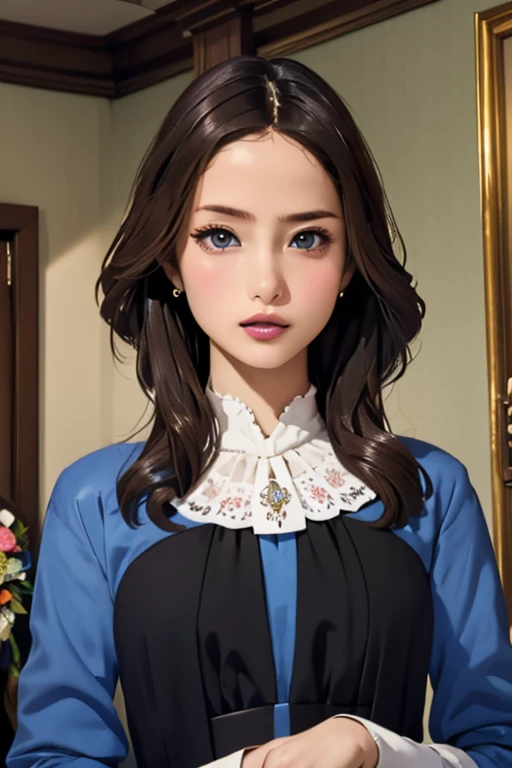 (masterpiece, highest quality)、one princess、Gothic style、Gorgeous Dress、to worry unnecessarily、head to feet、