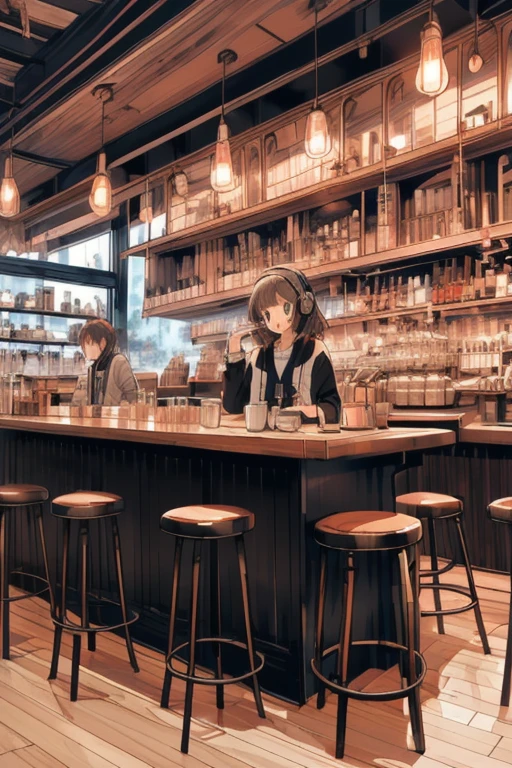 (Wide Shot, Wide-angle lens,Panorama:1.2),Super View, Ultra-wide low-angle shooting, 超Wide-angle lens,
Cafe scene, headphone、listen to music、Attractive anthropomorphic skeleton, charming anime characters, I can&#39;t believe how beautiful it is, light magenta and dark gray, Vanitas Painting, Acidic and bright color, A candid moment captured, A bright and dreamy scene, Nightcore, I can&#39;t believe how beautiful it is, light magenta and dark gray, (light magenta:1.5),
(whole body:1.1),
