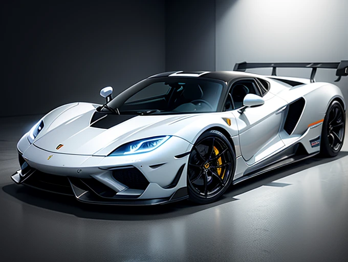 Handsome, Futuristic, Speedy, sports cars, luminous, Pure white background, Car Porsche Lamborghini Koenigsegg Ferrari Ultra Clear HDR 8K