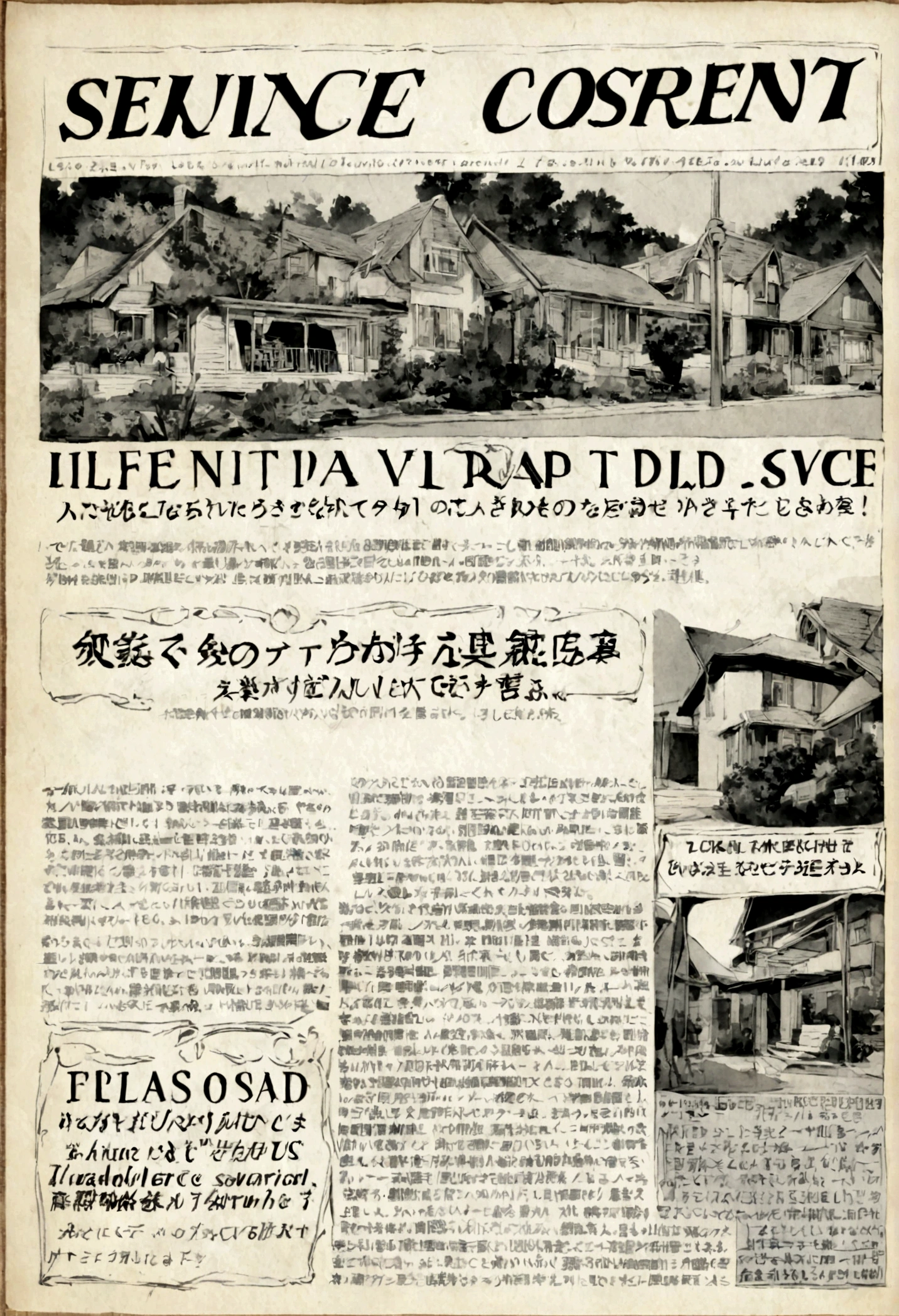 a black and white newspaper advertisement promoting a local landscaping company service