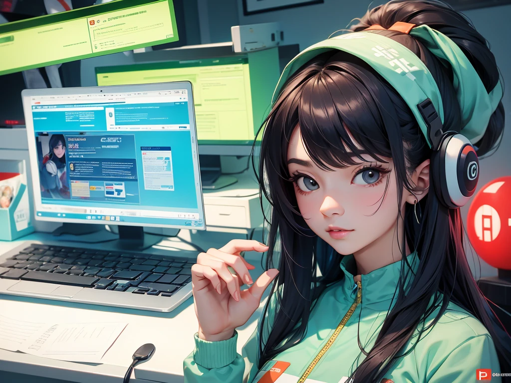 Garota de 25 anos, hacker chinesa, em seu quarto aconchegante,