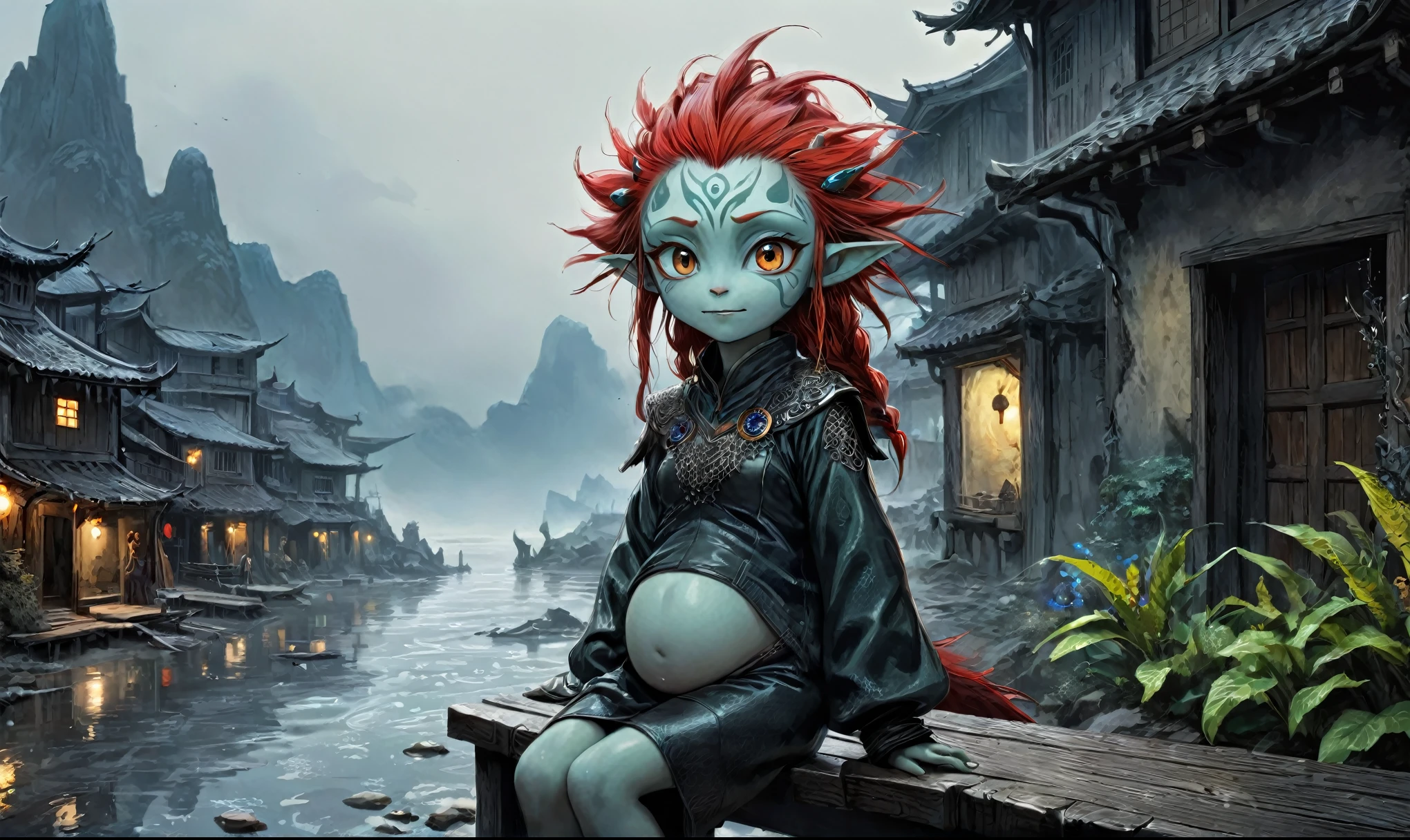 pretty face,eyebrow up,full body length shot,niobium ahsoka tano,full body length shot,very beggar niobium Manganite The Alien Entity, babychild, wants eat,survival in criminal city of future,full body shot of full body shot of psychedelic style of A beautiful tander alien female creature with face fully covered lizard scale with fluffy eyes embedded into a canvas,The iris looks weird, attractive, (the eyelid is covered with sparkling lizard scales), The stars in space is reflected in the pupil, goose down eyelashes, long wavy red luminescent hair, sadistic smile:1.1, she is dressed in baggy clothes, sitting on a bench outside the house of dwarves in the setting of the Lord of the Rings, . Whole outfit, clear, sharp, balanced
,Extremely detailed,High contrast,Masterpiece,Realism,Ultra Detailed, intricate details,realistic humid leather, cinematic style,irina yermolova,high contrast,hdr,extremely detailed, [deep night landscape],masterpiece,intricate details,faded,eyes extremely detailed,Silverclaw,view from height,full-body-shot,High contrast,Masterpiece,Realistic,Ultra Detailed,intricate details,realistic humid skin,extremly intricate,realism,photorealism, cinematic style,irina yermolova,HDR,((Wangechi Quality)),extremely detailed, [night landscape],masterpiece,intricate details,faded,eyes extremely detailed, high detailed eyes,16k resolution,RAW, Nikon Z9,chinese orc's village of fishers on seaside,authentic,full body length,Labradorite babygirl,native italian troll ,pretty face,eyebrow up,full body shot,ominous landscape,glate gray atmosphere,by art Simon Stalenhag,Nicola Samori,(((Wangechi Mutu))),prime colors,urban,extremely detailed,masterpiece,intricate details,faded,eyes extremely detailed, high detailed eyes,4k resolution,RAW, Nikon Z9,scary town,stalker,goblin,Dubai of United Arab Emirates,pregnant bitch
