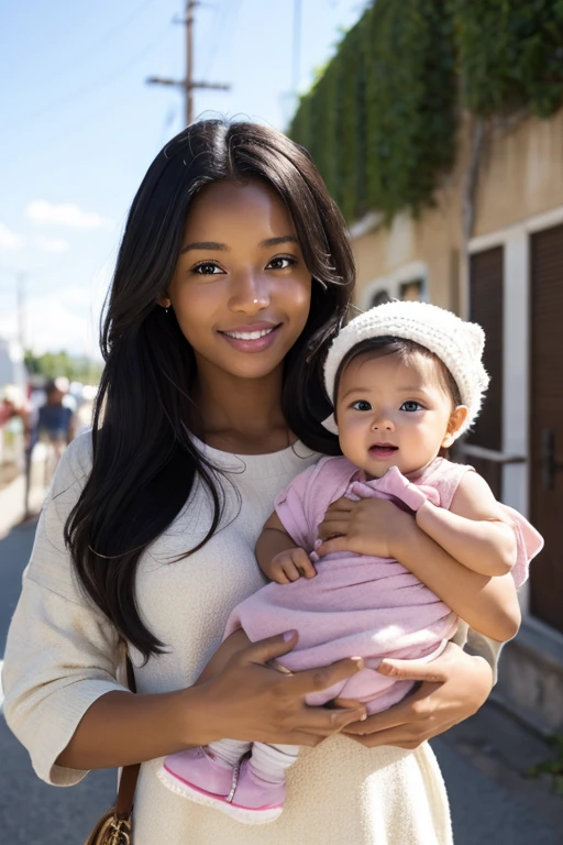 Negroid、female、Holding a baby