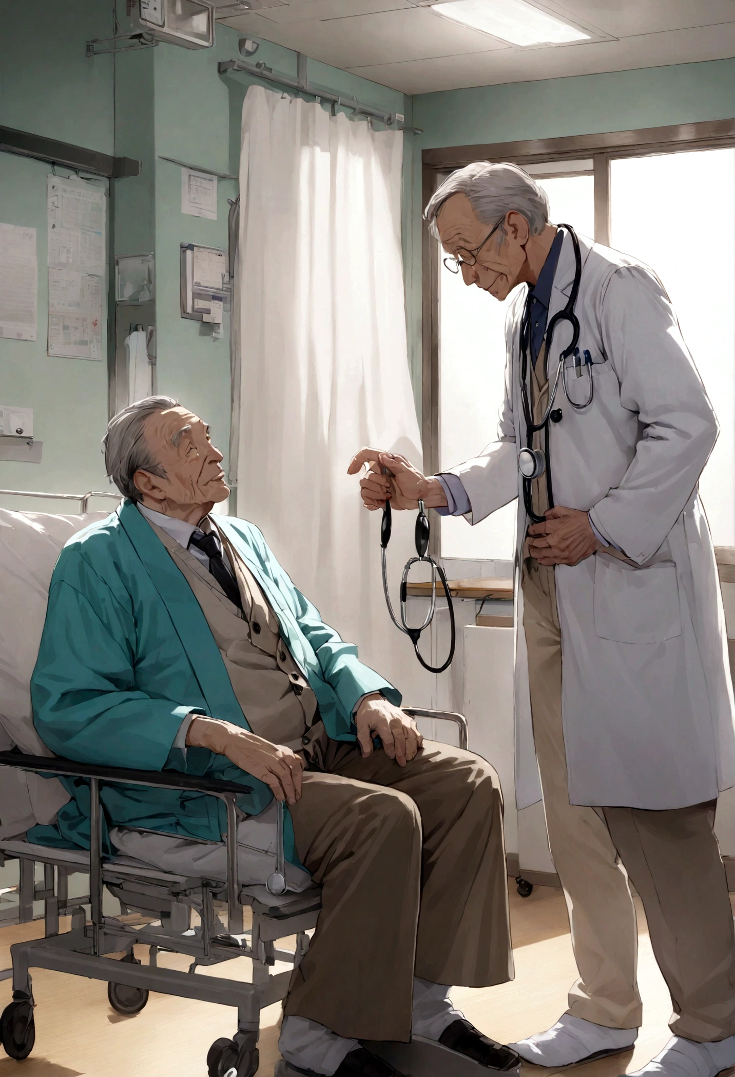 doctor,Authoritative,Japanese,hospital,Stethoscope,Elderly man,70-year-old man,professor