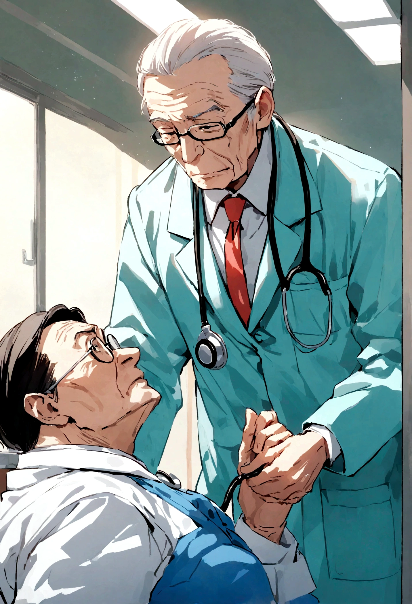 doctor,Authoritative,Japanese,hospital,Stethoscope,Elderly man,70-year-old man,professor