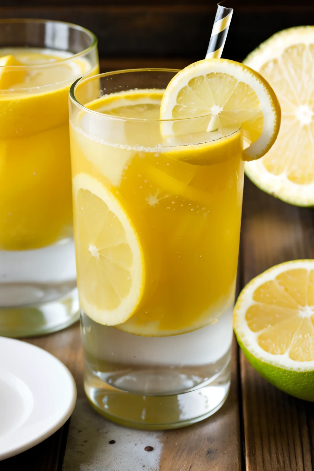 ((mejor calidad)), ((realista)), (detallado), Glass of lemon water, mango and chia 