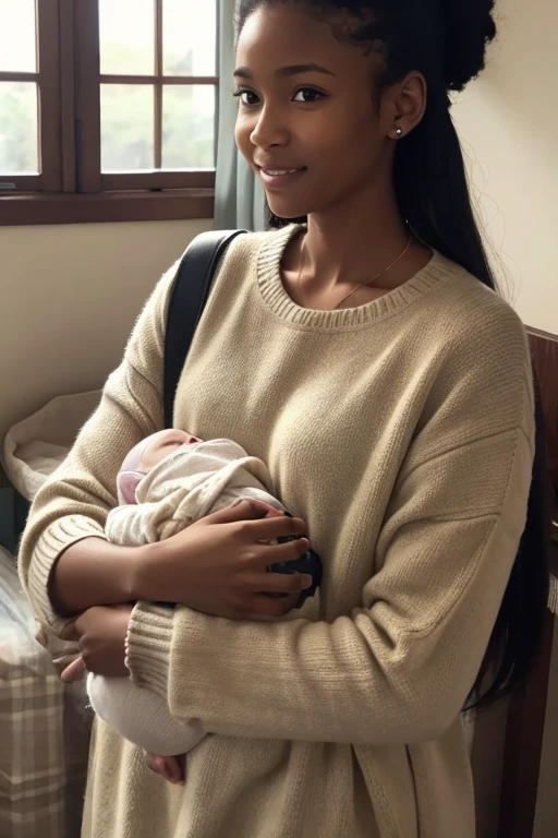 Negroid、female、Holding a baby