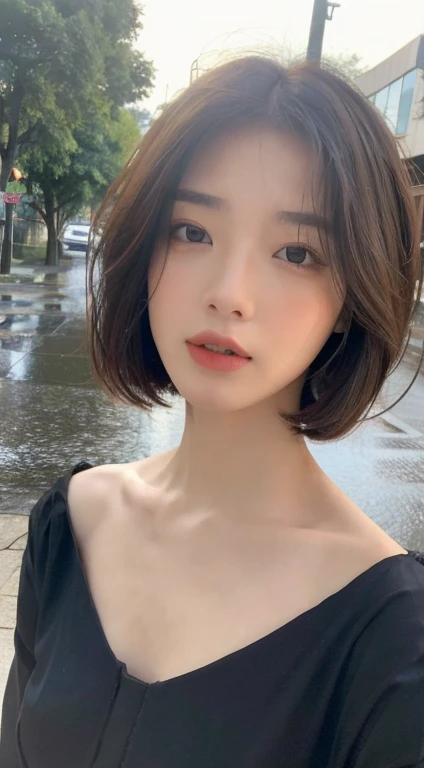 ((Best Quality, 8k, Masterpiece: 1.3)), Focus: 1.2, Perfect Body Beauty: 1.4, Buttocks: 1.2, ((Layered Haircut, Flat Chest: 1.2)), (Rain, Street:1.3), Bandeau Dress: 1.1, Highly Detailed Face and Skin Texture, Fine Eyes, Double Eyelids, Whitened Skin, Long Hair, (Shut Up: 1.3), Full Body