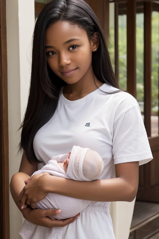 Negroid、female、Holding a baby