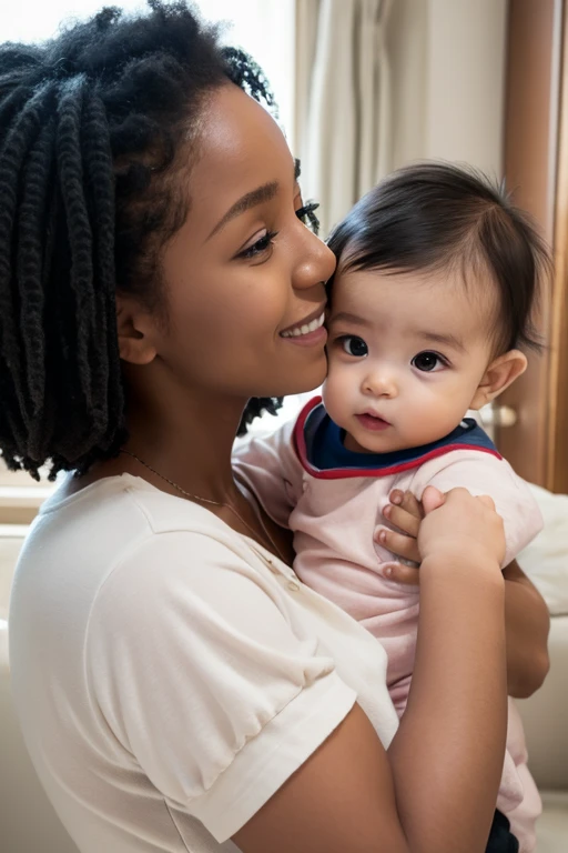 Negroid、female、Holding a baby