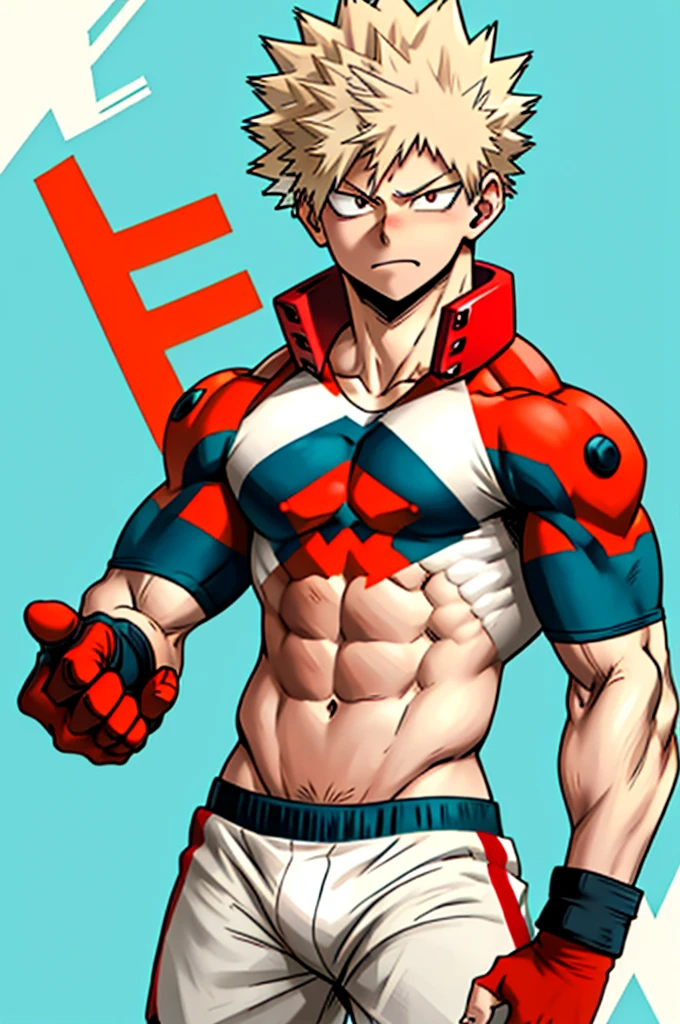 Bakugo from Boku No Hero Academia,Toned body abdominal muscles gradually increase