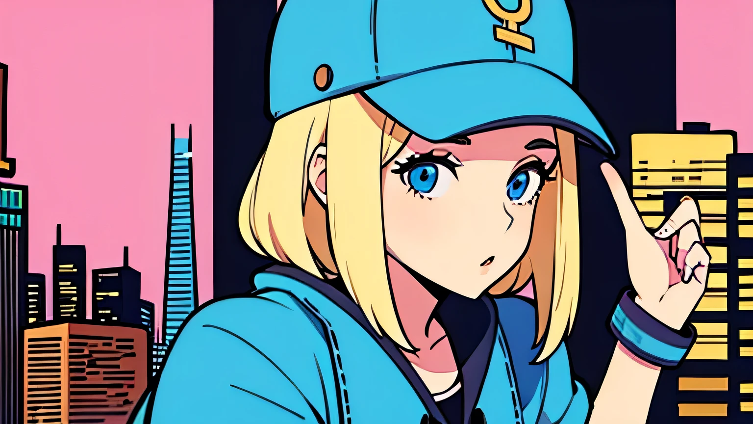 Blonde　City Pop　girl　hat