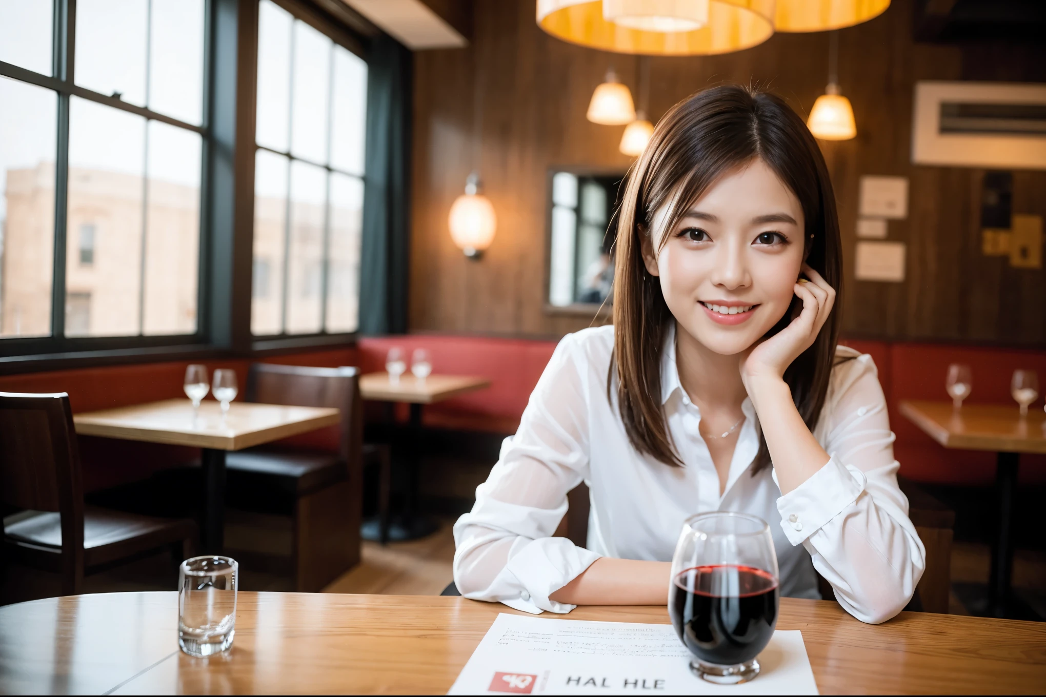 ((highest quality、8k、masterpiece:1.3))、beauty、1 male1 female、Couple、Spouse、half、The body is slim、((Bob Hale、Straight hair:1.2)), (Realistic, Intricate details:1.2), Fullcorse Dinner,Wine glass on the table、Shine light on your face、 Amazing view of the sunset sky and clouds、A bright smile、The wonderfulness of smile、Bright image、The beauty of wine, Beautiful Face, blue eyes, The light shines on your face, Blushing, short hair,Bright Face、 (5), 39 years old, red wine 、Appetizers、Italian food、Wine bottle、Champagne、sparkling wine、Two beauties、Brown Hair、Shortcuts、Long sleeve shirt、dress、Pretty Woman 1, (Slim face), (The body is slim), (Brown Hair), (Shortcuts), cheeks turn a little red,Attractive beauty、restaurant, In a prominent place (From the waist up) Nova Frog Style, actress, model, Upper Body, White wine, slim, wine glass, A wine glass placed in the center, smile, (smile: 1.15), Beautiful fine grain, Depth f/2,saturation, High Contrast, Strong light and shadow,Moist Body:1.5、3D texture、Delicate eyes、Brown Hair、The hair is very shiny、