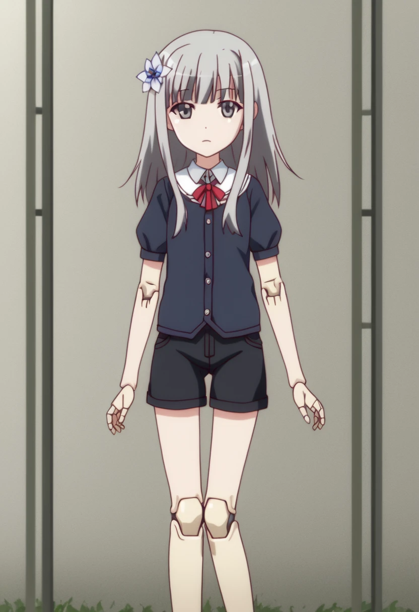 doll joints, 1 girl young plant flower gray hair
