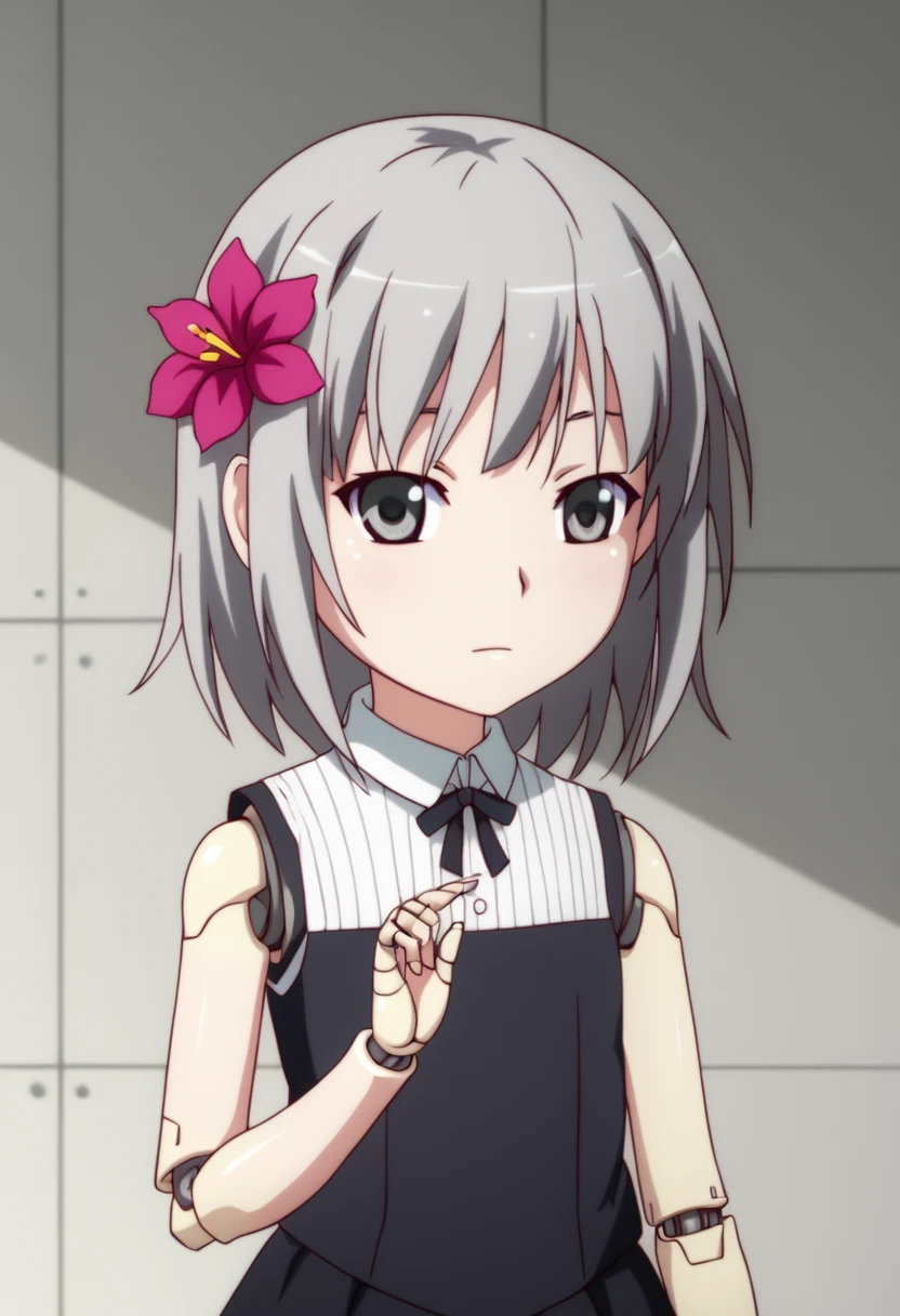 doll joints, 1 girl young plant flower gray hair 