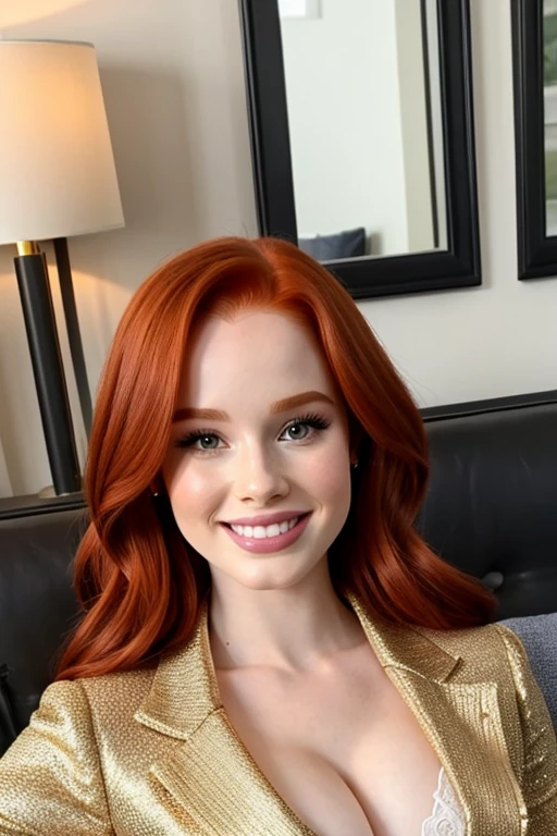 Madelaine Petsch dressed in elegant clothes and smiling sexy